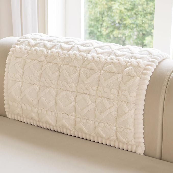 OstepDecor Couch Cover for Dogs, Washable Non Slip Sofa Cover for Pets | Soft Couch Covers for Sofa, Loveseat and Sectional, Furniture Protector Against Pet Hair & Dirt (35.4" x 35.4", Cream)