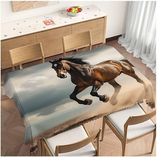52x70 Inch Tablecloth Horse, American Western Animal Horse in Dust Non-Fading Table Covers Kitchen Dinning Tabletop Decoration, Washable Table Cloth for Outdoor and Indoor Use