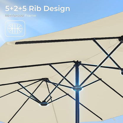 SUPERJARE 13FT Outdoor Umbrella for Patio, Double sided Pool Umbrellas with Fade Resistant Canopy, Large Table Umbrella for Deck, Market, Backyard - Cream White
