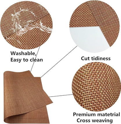 WAZAIGUR Placemats,Easy to Clean Crisscross Woven Vinyl Place Mats Durable Non-Slip Heat Resistant Table Mats,Placemats for Kitchen Table Set of 6,Rust Red