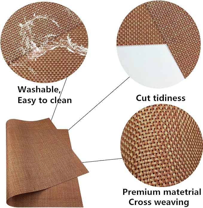 WAZAIGUR Placemats,Easy to Clean Crisscross Woven Vinyl Place Mats Durable Non-Slip Heat Resistant Table Mats,Placemats for Kitchen Table Set of 4,Rust Red