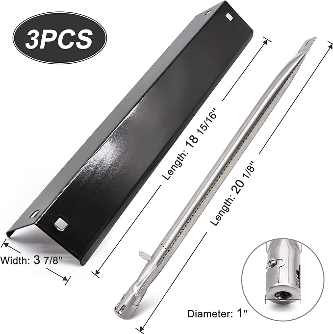 Grill Parts Kit Compatible with Chargriller 5050 3001 5650 3072 5072 3030 3008 5252 3000 Grill Replacement Parts, Flame Shields, Burner Pipes, Igniters, Burner Tube/Flare Up Shield Support Kit