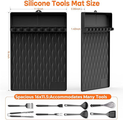 Blackstone Griddle Silicone Grill Mat, Food-Grade Heat-Resistant Drip Pad & Spatula Mat for Blackstone/Weber/Traeger/Pit Boss Grills, Kitchen Counter Protector, BBQ Accessories Gift