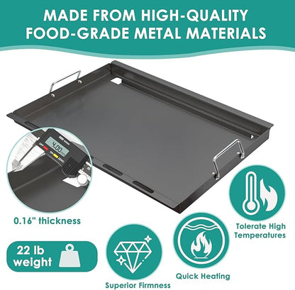 SafBbcue Genesis II 300 Series 6788 Full Size Griddle for Weber GS4 Flat Top Grills Parts, Griddle Insert for Weber Genesis II E310 E320 S315 S330 EP310 EX315 SX335 EX335 Carbon Steel, with Handles