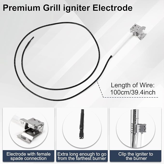 Criditpid Grill Replacement Parts for Nexgrill 720-0882A Gas Grill, Stainless Steel Grill Cooking Grate, Heat Plate, Burner Tube and Igniter for Nexgrill Evolution Infrared Plus 5-Burner Parts.