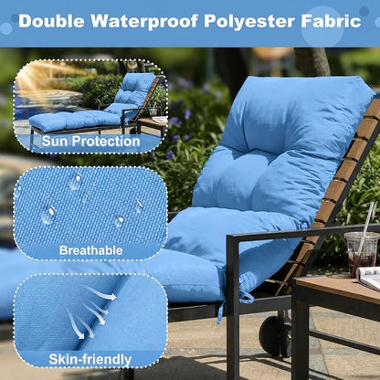 Outdoor Lounge Chair Cushions, 74.4 x 22 x 4.7 Inches Waterproof Fade Resistant Patio Cushion for Chaise Lounger