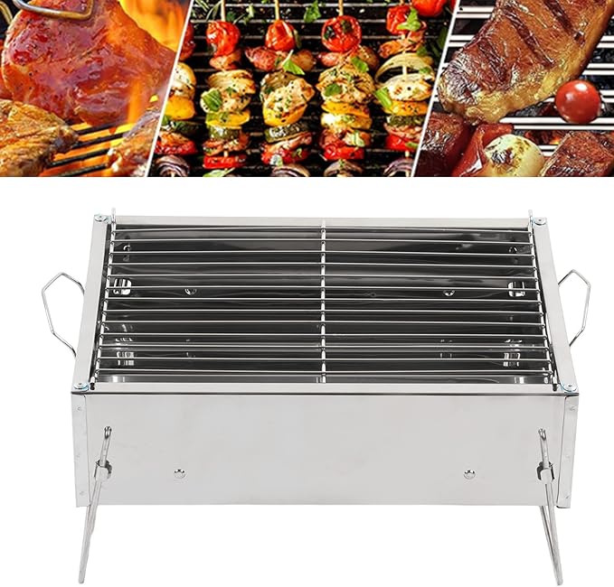 Portable Charcoal Grill, Foldable Stainless Steel Grill for Outdoor Picnic Cooking