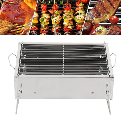 Portable Charcoal Grill, Foldable Stainless Steel Grill for Outdoor Picnic Cooking