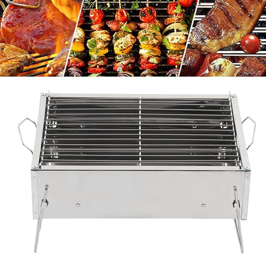 Portable Charcoal Grill, Foldable Stainless Steel Grill for Outdoor Picnic Cooking