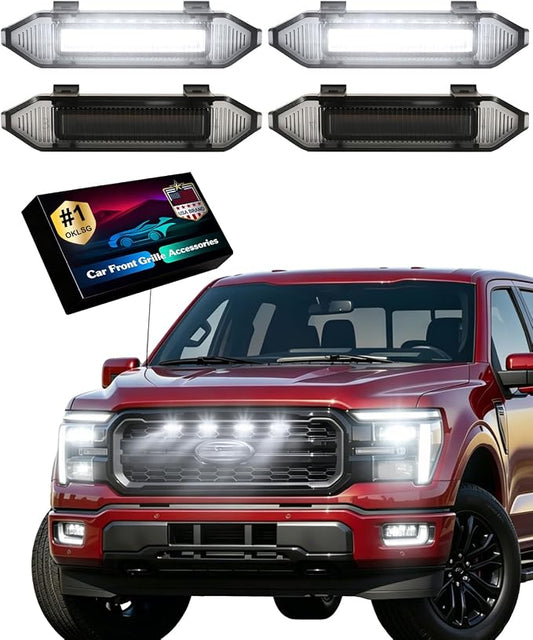 Front Grill Raptor Lights for Ford F150 2024 2025 2026 (White, Lariat) | 5th Gen F150 Grille Marker Lights, Waterproof F150 LED Lights Accessories, Snap-in Installation, OEM Style, Off-road Driving