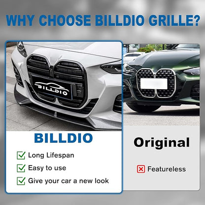 G22 Grille - Front Kidney Grille Double Slats Glossy Black Compatible with BMW 4 Series G22/G23 2021 2022 2023 2024 430i M440i ABS Gloss Black Kidney Grill