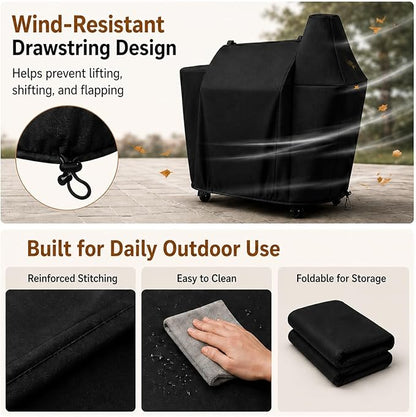 Grill Cover for Pit Boss Pellet Smoker Savannah 1500 Onyx Edition Series for Pitbos Sportsman 1100 1600 Pro Series 1600 1150 Mahogany Series 1000 PB1500NX Smoker Cover Waterproof