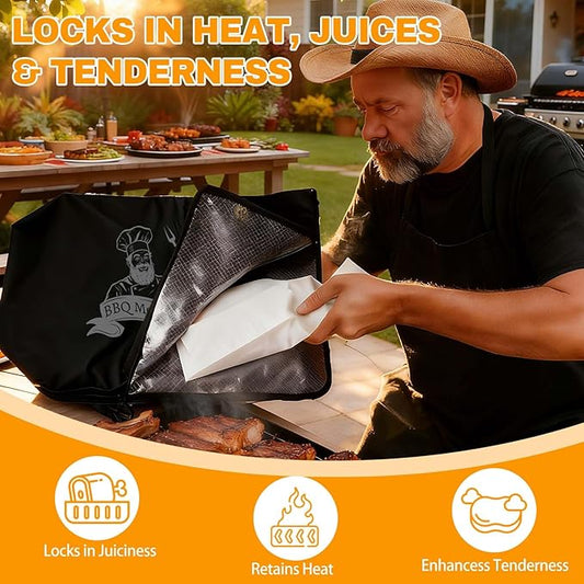 ONFAON BBQ Blanket for Resting Meat - Reusable Smoker Grilling Meat Insulated Resting Bag, Funny BBQ Gift for Dad, Husband, Men on Father’s Day, Birthday & Christmas