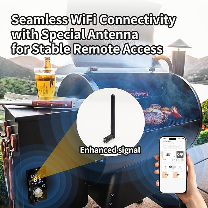 Universal WiFi PID Smart Grill Controller Upgrade Kit for Pit Boss, Traeger, Z Grills & Asmoke Pellet Smokers, APP-Enabled Temperature Control Board with 1 Hot Rod, 180°F-500°F, 1°F Steps