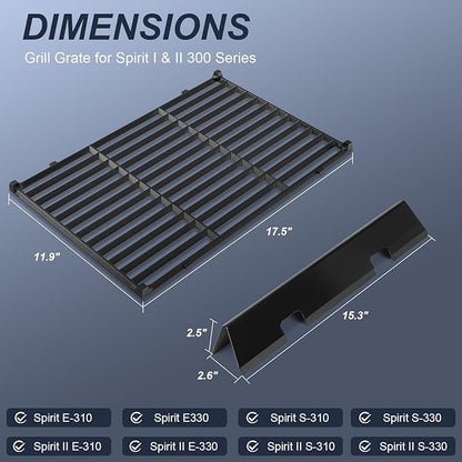 Uniflasy Spirit Grill Replacement Parts 7638 Grates 7636 Flavorizer Bars for Weber Spirit & GS4 Spirit II 300 Series Grills E-310 E320 E330 S310 S320 S330 SP310 SP320 SP330 II E-310