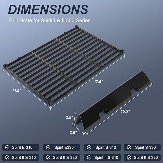 Uniflasy Spirit Grill Replacement Parts 7638 Grates 7636 Flavorizer Bars for Weber Spirit & GS4 Spirit II 300 Series Grills E-310 E320 E330 S310 S320 S330 SP310 SP320 SP330 II E-310