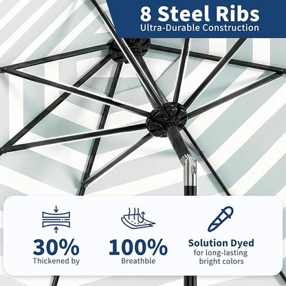 Garvee 10FT Patio Umbrella - Outdoor Table Umbrella with Smooth Crank Lift, Push Button Tilt and 8 Sturdy Ribs - Market Umbrella UV Protection Waterproof for Pool, Deck, Yard, Garden