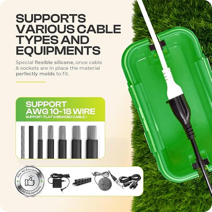 SOCKiTBOX – The Original Weatherproof Connection Box – Indoor & Outdoor Electrical Power Cord Enclosure for Timers, Extension Cables, Holiday Lights, Power Tools, Fountains & More – Size Small – Green