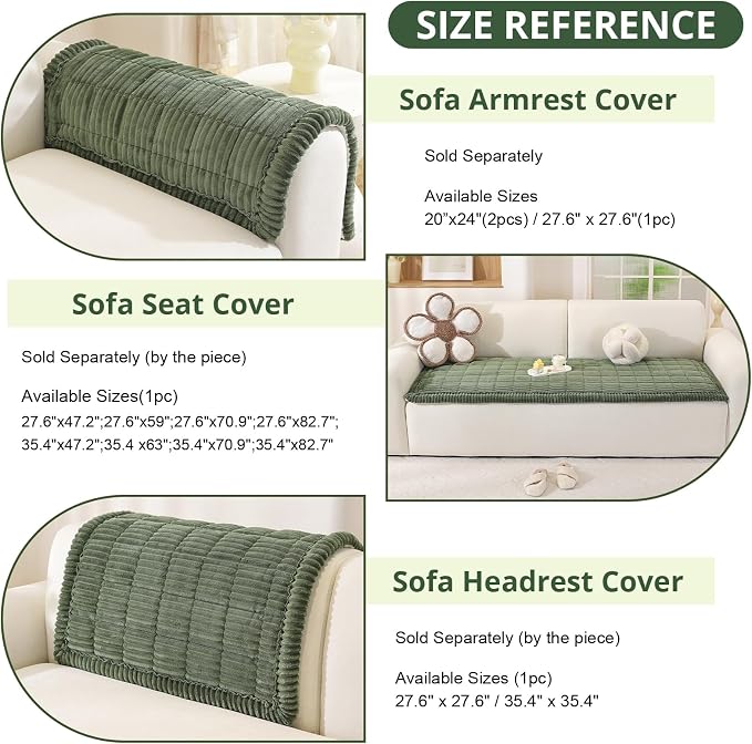 OstepDecor Couch Cover for Dogs, Washable Non Slip Sofa Cover for Pets | Soft Couch Covers for Sofa, Loveseat and Sectional, Furniture Protector Against Pet Hair & Dirt (27.6" x 82.7", Moss Green)