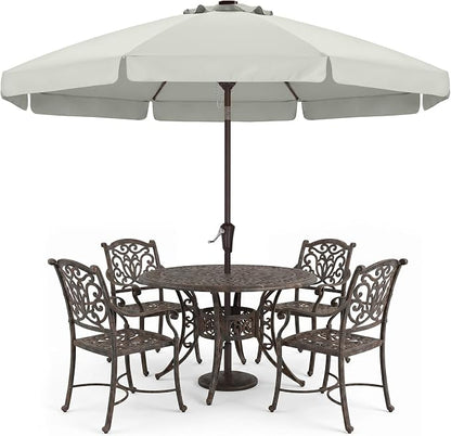 ABCCANOPY 11FT Scalloped Patio Umbrella Table Market Umbrella, Light Beige | Durable 8 Sturdy Fiberglass Ribs, Push Button Tilt and Crank, UV Protection Waterproof Outdoor Umbrella, Valance Style