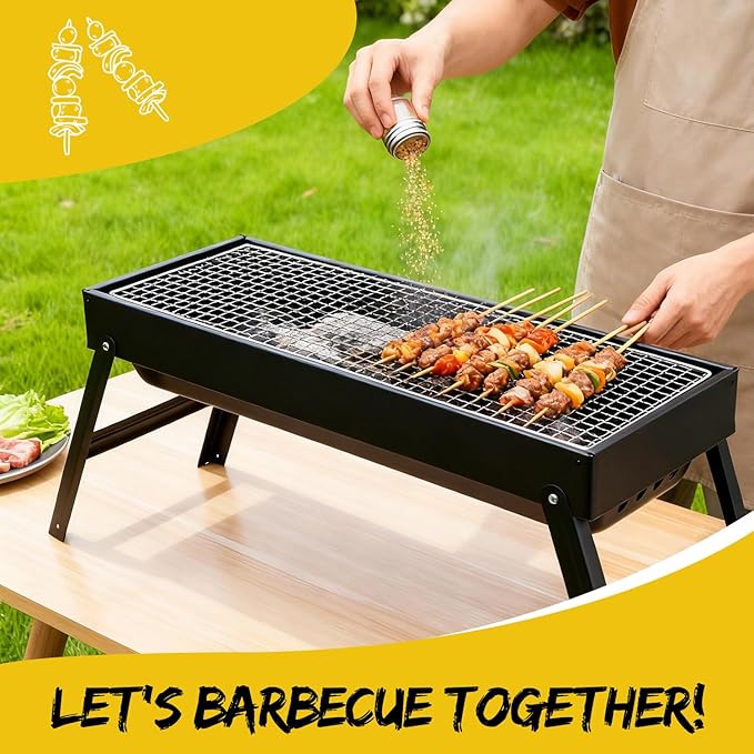 Portable BBQ Grill Home Charcoal Grill and Outdoor Folding Grill, Perfect for Traveling, Outdoor Cooking and BBQ, Camping, Picnics