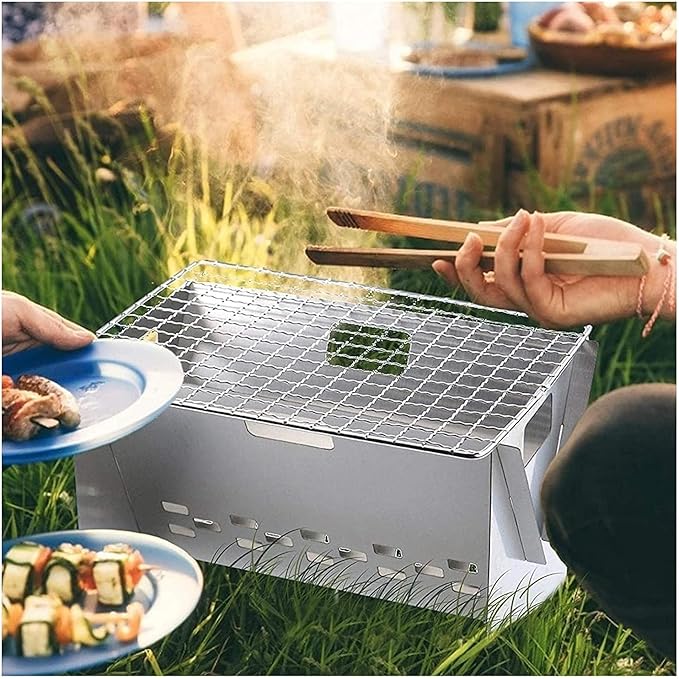 Outdoor Charcoal Grill Small Charcoal Grill Stainless Steel Outdoor Folding Portable Barbecue Grill Tools For Camping Picnic BBQ Grill Barbecue Grill