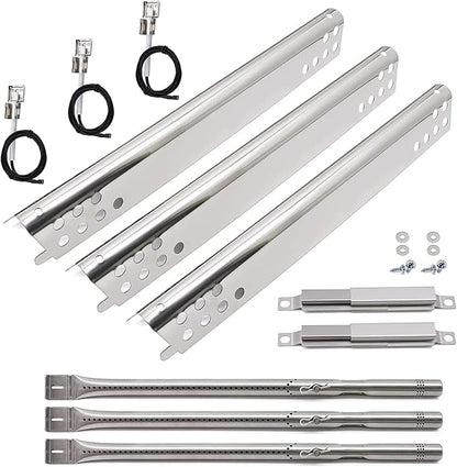 Grill Replacement Parts for Charbroil Advantage Series 3 Burner 463343015, 463642116, 463435115, 463436815, 463335115 Gas Grills, Stainless Pipe Burner, Heat Plate, Carryover Tube, Igniters.