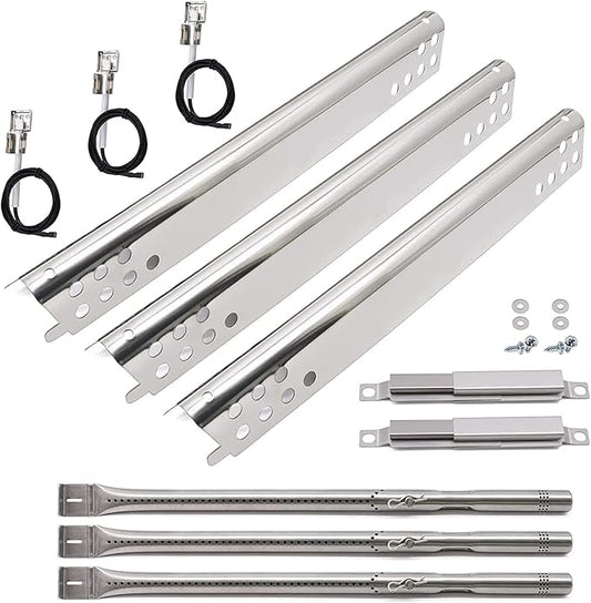 Grill Replacement Parts for Charbroil Advantage Series 3 Burner 463343015, 463642116, 463435115, 463436815, 463335115 Gas Grills, Stainless Pipe Burner, Heat Plate, Carryover Tube, Igniters.