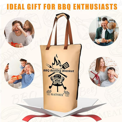 BBQ Blanket for Resting Meat, Smoking Meat Insulated Bag for Large Brisket/Turkey/Men Gifts, Upgrade Grilling Meat Insulated Resting Bag Made of Washable Oxford Cloth - Easy to Clean