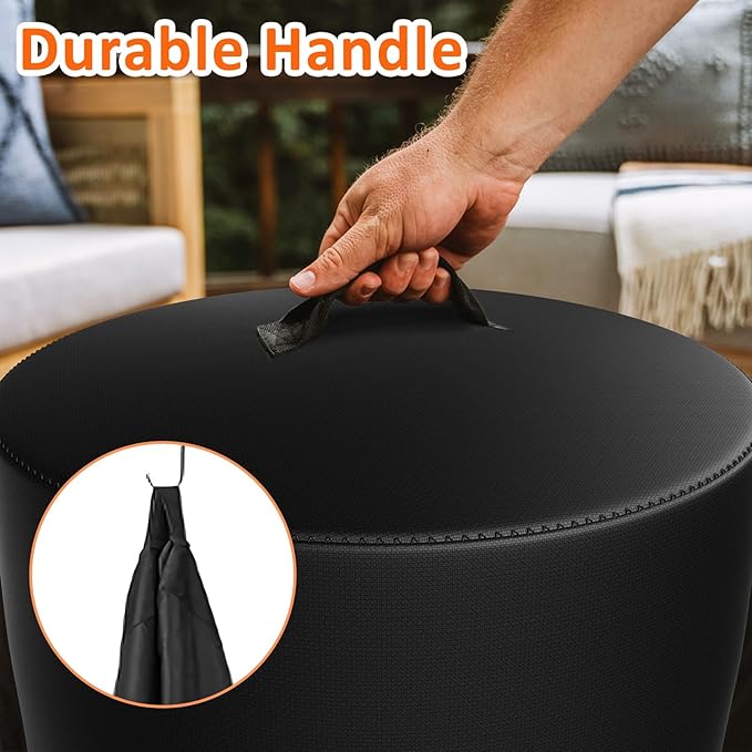 Fire Pit Cover for Ninja Fireside360 Outdoor Heater & Fire Pit, 23"Dia x 27"H 600D Waterproof Cover with Handle & Drawstring, Elevation Shelter for Ninja Firepit, Weather-Resistant Protector