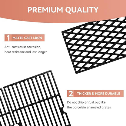 DGH450CRP Cooking Grates for Dyna-Glo Gril, Fits DGH450CRP-D DGH474CRP DGH485CRP DGF493BNP DGB495SDP-D DGB494SPB DGB463CNP DGH451CRP DGH483CRP 4 Burner Gas Grills, Cast Iron Replacement Grill Grates