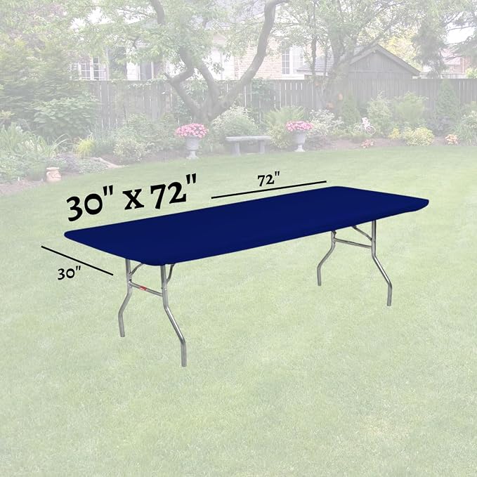 6' Rectangle Plastic Table Covers 30" x 72", Bundle of 5 (Navy Blue)