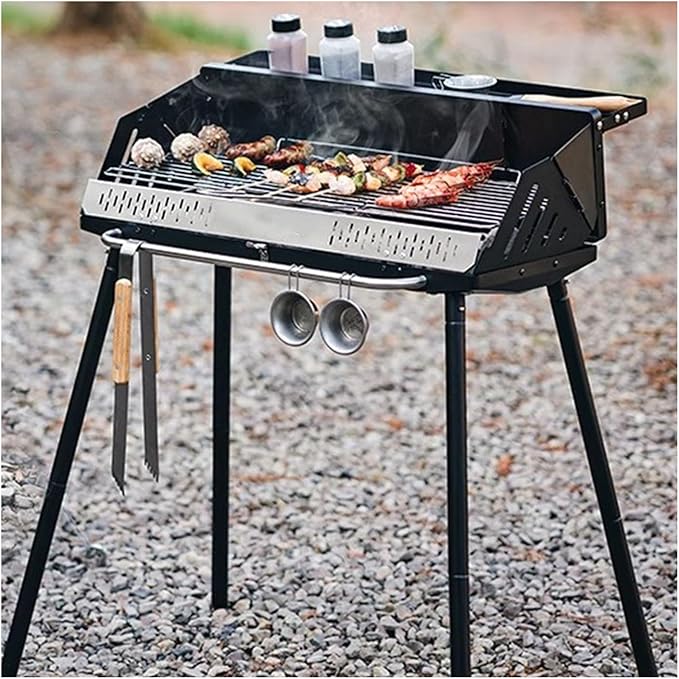 Camping Grill Vertical Barbecue Rack Camping Barbecue Stove Outdoor Home Folding Portable Barbecue Skewer Stove Barbecue Charcoal Grill