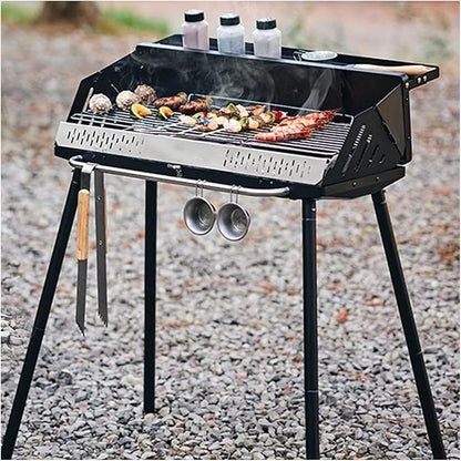 Camping Grill Vertical Barbecue Rack Camping Barbecue Stove Outdoor Home Folding Portable Barbecue Skewer Stove Barbecue Charcoal Grill