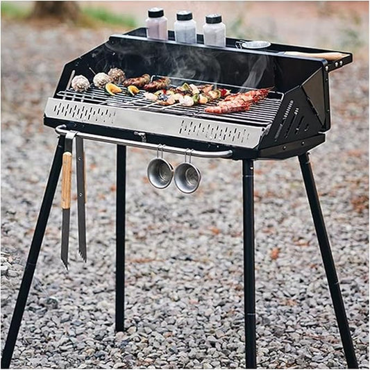 Camping Grill Vertical Barbecue Rack Camping Barbecue Stove Outdoor Home Folding Portable Barbecue Skewer Stove Barbecue Charcoal Grill