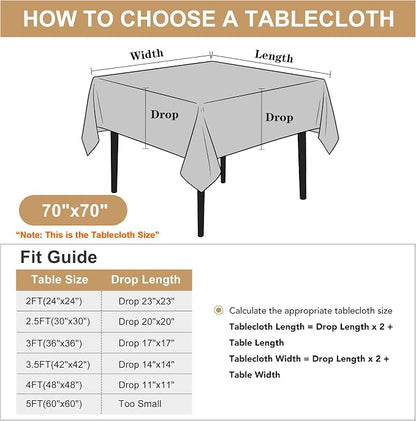 sancua Square Tablecloth - 70 x 70 Inch - Water Resistant Spill Proof Washable Polyester Table Cloth, Decorative Fabric Table Cover for Dining Tables, Buffet Parties and Camping, Beige