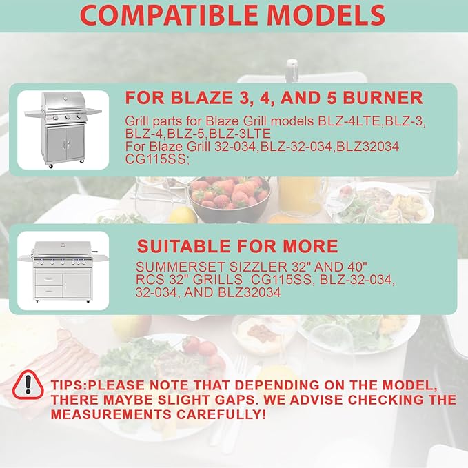 Half Size Griddle Insert for Blaze Grills 3, 4, 5 Burner Natural Grill, Flat Top Griddle Plate for Summerset Sizzler 32" & 40" and AOG 24'' T Series, RCS 32" Grill, 17.9''L x 14.5''W,Stainless Steel