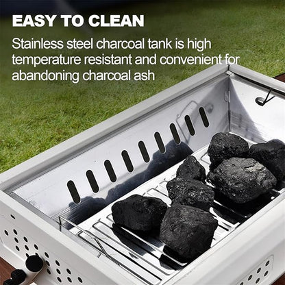 Barbecue Charcoal Grill Tabletop Charcoal Grill With Handle Portable BBQ Grill Outdoor Barbecue Grill For Camping Picnic Portable Charcoal Grill(White), 43*31*22cm