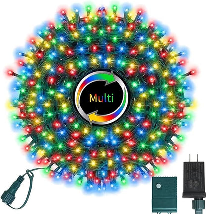 500 LED String Lights Outdoor, 16 Modes Plug-in Twinkle Fairy for Bedroom, 46ft 500LED Christmas Cluster Outdoor Waterproof - Multicolor