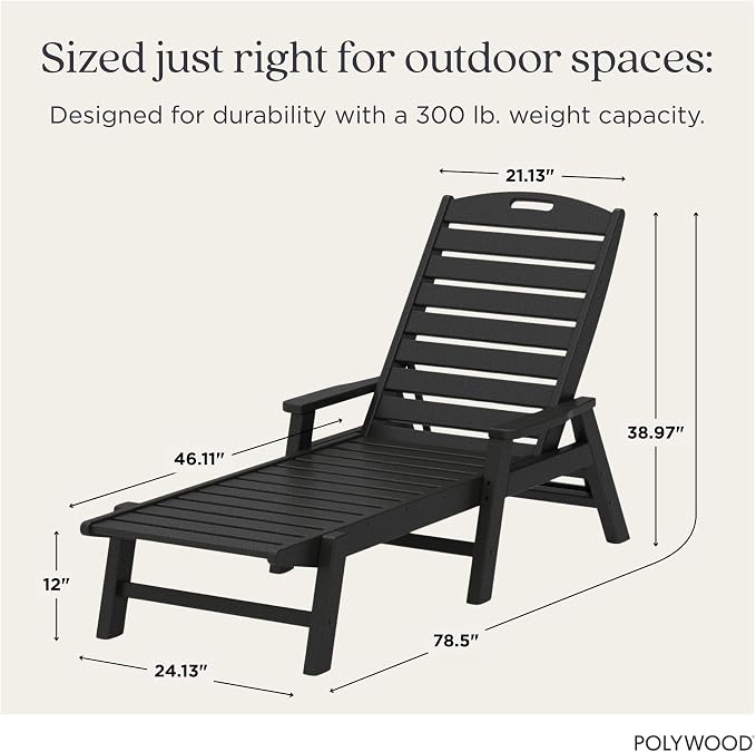 POLYWOOD NCC2280MA-P Nautical Arms Chaise, Black