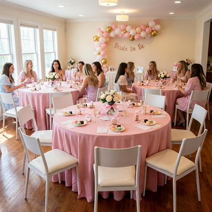 8 Pack Pink Round Tablecloth 120 Inch | For 4Ft-7Ft Round Table, Wrinkle Resistant Table Cloth, Washable Polyester Fabric, For Wedding Party Banquet Buffet Camping