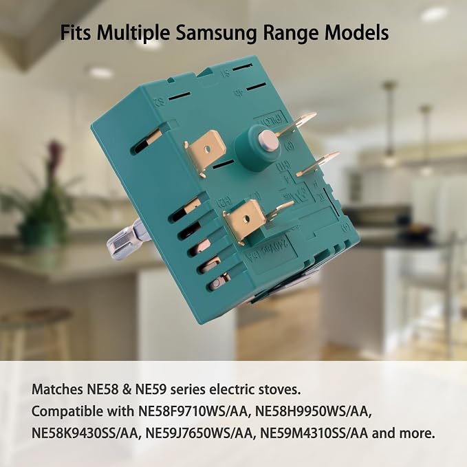 DG44-01005B Infinite Switch, 5-Terminal, 240V 15A, Single Burner Control for Samsung Electric Range, Replaces DG44-01005A, PER001-11S, PER001-01S, PER001-01B