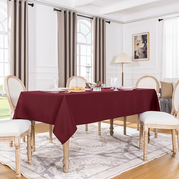 Softalker Rectangle Tablecloth, Waterproof Table Cloths Wrinkle Free Fabric Washable Polyester Table Cover for Dining Tables Party Outdoor Camping Parties Buffet - 60 x 102 inch, Burgundy