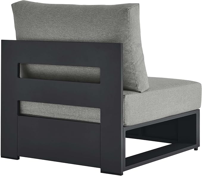 Modway Tahoe Aluminum Armless Patio Gray Modular Weather-Resistant Cushions-Perfect as Club Outdoor Lounge Chair