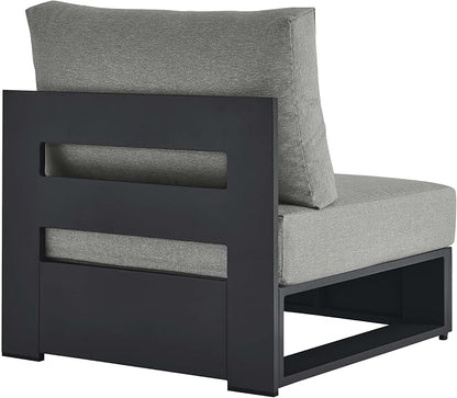 Modway Tahoe Aluminum Armless Patio Gray Modular Weather-Resistant Cushions-Perfect as Club Outdoor Lounge Chair