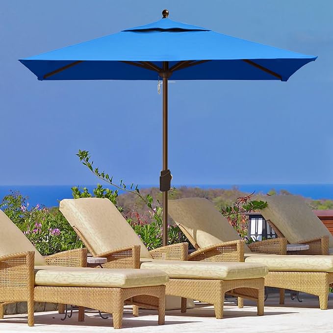 EliteShade USA 10-Year-Non-Fading 6x6Ft Square Market Patio Umbrella, UPF 50+ UV Protection Performance Sun Umbrella, Heavy Duty Commercial Grade Outdoor Table Umbrella with Crank, Windproof Vented Top for Garden, Pool, Deck and Outdoor Playsets, Royal...