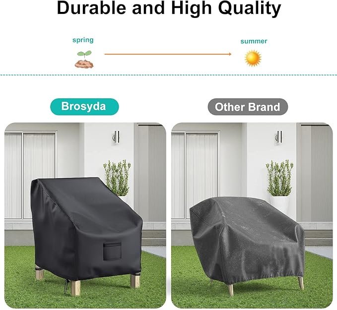 2 Pack Outdoor Patio Chair Covers Waterproof 37"Wx40"Dx30"H, Black | Patio Furniture Covers Protect from Rain, Dust & UV; Heavy-Duty Oxford Fits Lounge, Deep Seat & High Back Chairs on Lawns