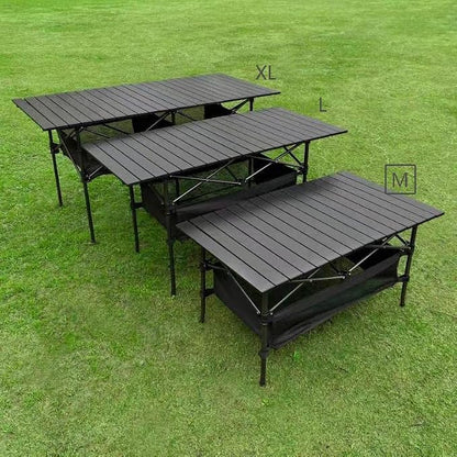 WUROMISE Lightweight Aluminum Folding Camping Table (37.13” x 21.57” x 19.69”), Portable Roll-Up Design for Outdoor, Camping, Beach, BBQ, Patio, and Picnic, Durable & Waterproof with Carrying Bag