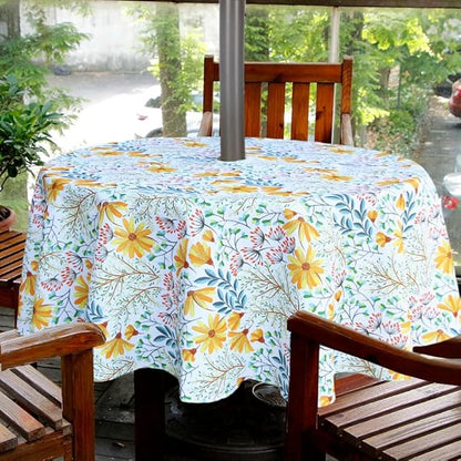 EHouseHome Outdoor Indoor 70inch Round Tablecloth with Umbrella Hole and Zipper, Waterproof Zippered Patio Cloths, Spring/Summer Table Covers for Backyard Circular Table/BBQs/Picnic