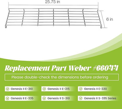 Warming Rack for Weber 66044 Genesis II/II LX 300 Series GS4 Replacement Parts E-310 E-315 E-330 E-335 S-310 S-335 Gas Grill Grate Stainless Steel 304 BBQ